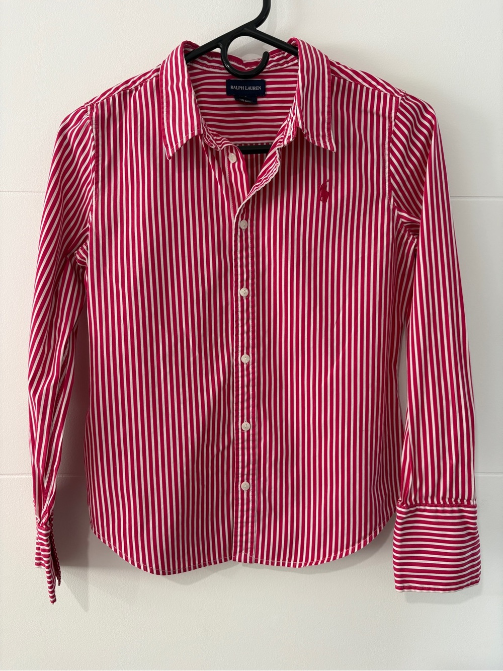 Ralph Lauren Girls Hot Pink & White Stripe Button-Up Shirt